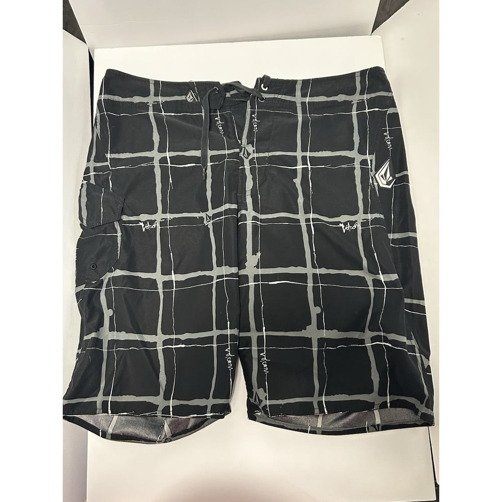 Volcom Annihilator Board Shorts Mens 36 PacSun Plaid Swim Trunks Y2K A0911011